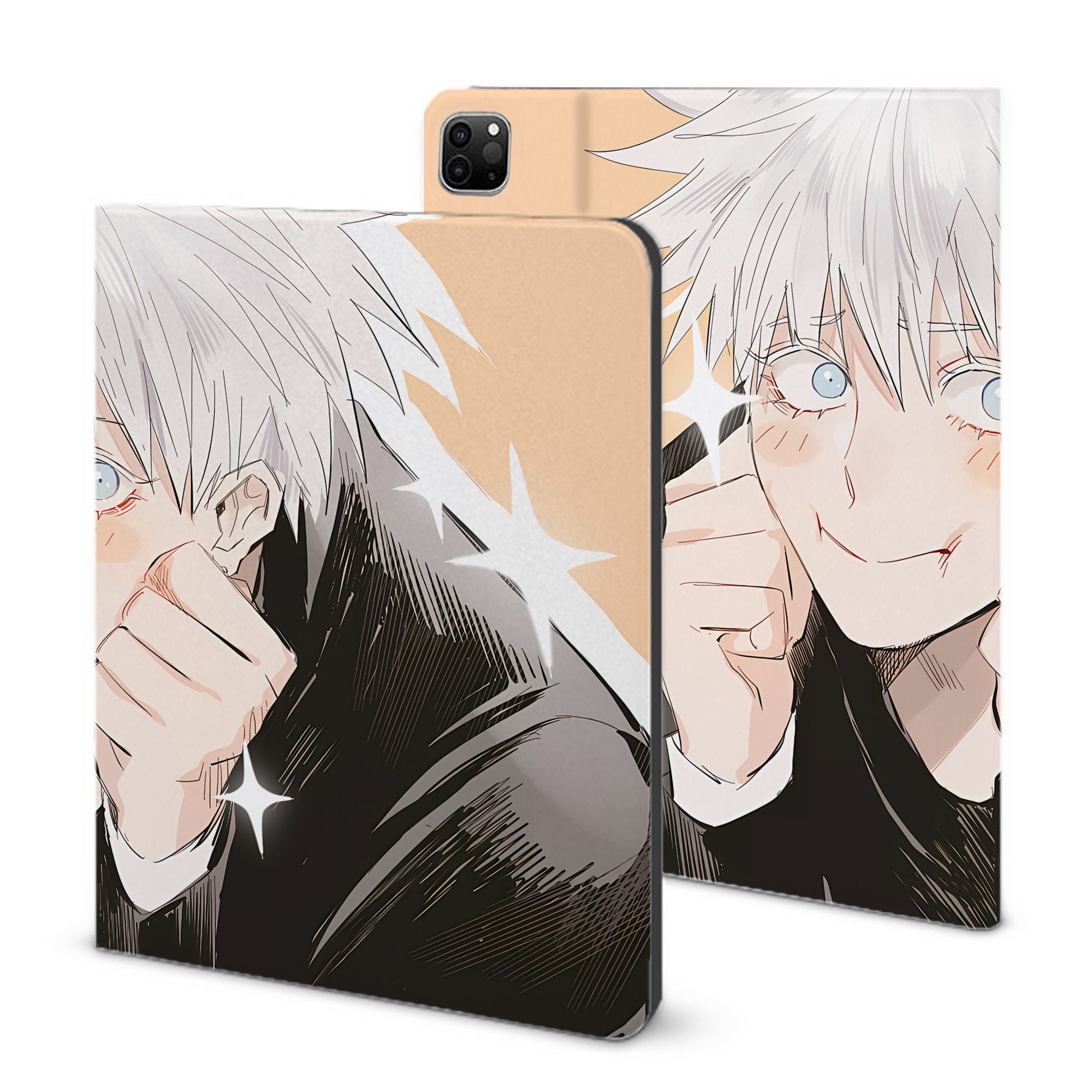 （画像用） 呪術廻戦 Jujutsu Kaisen IPad ケース ブック型 PUレザー TPU 耐衝撃 軽量 薄型 ペン収納なし 全面保護 IPad 各モデル対応